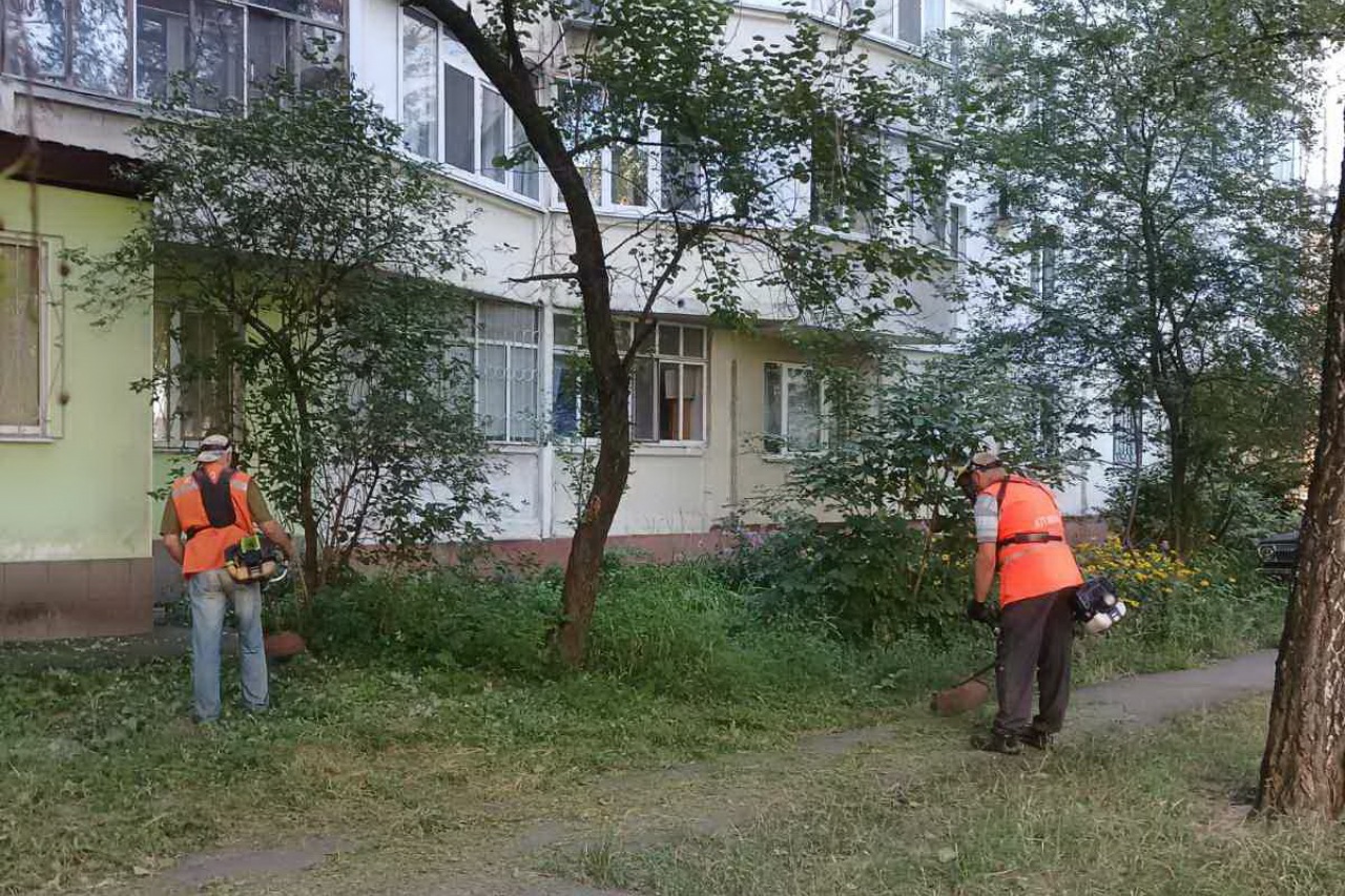 ПРАЦІВНИКИ КП «ЖЕО № 2»  ВИКОНУЮТЬ   РОБОТИ  ПО   ПОКОСУ ТРАВИ ТА БУР’ЯНІВ