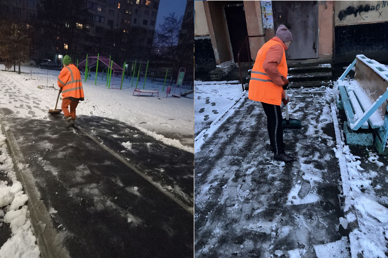 Перший сніг: наші двірники вийшли на роботу раніше – фото 1