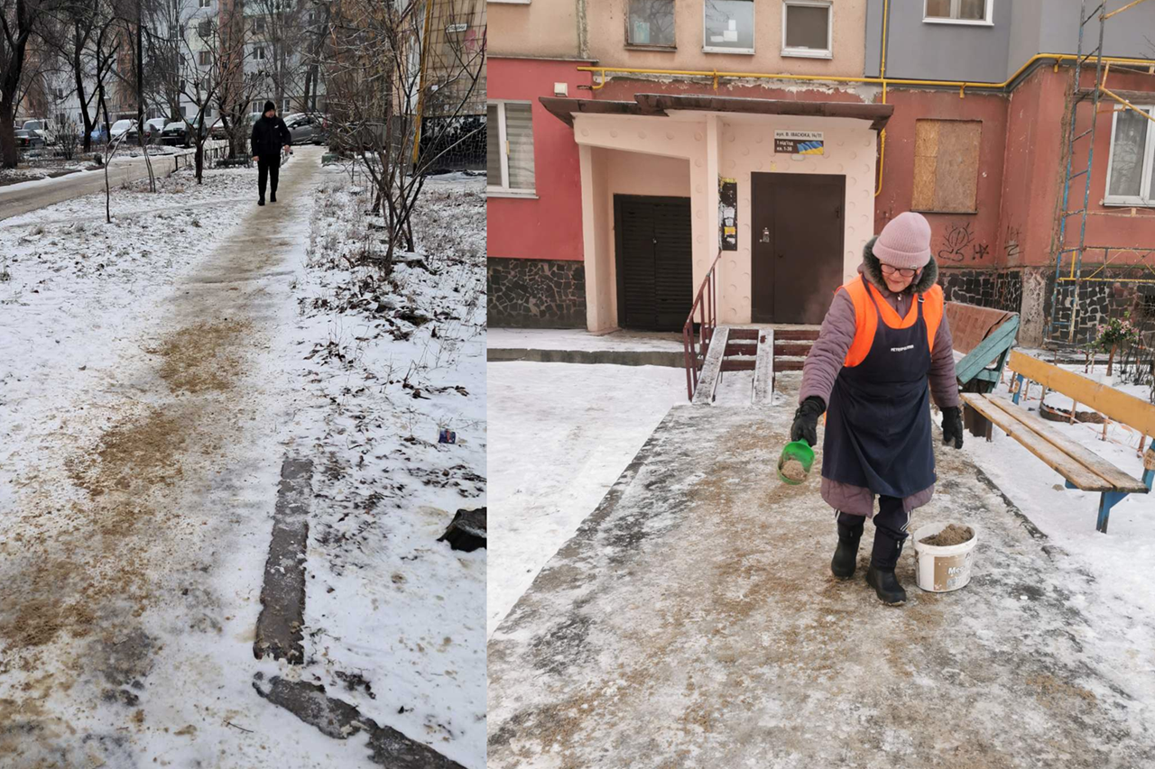 На вулицях Полтави триває робота проти ожеледиці
