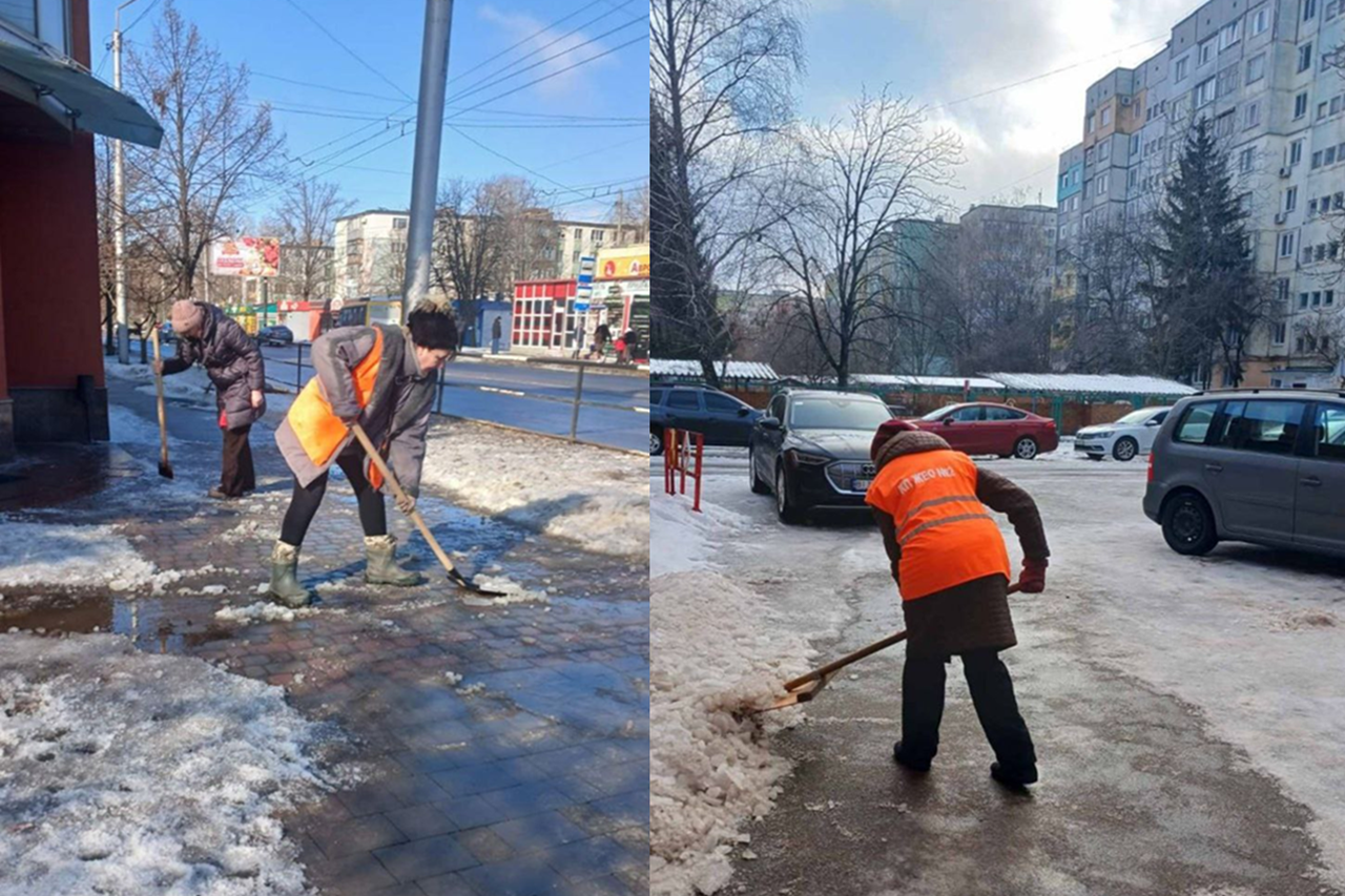 Працівники КП «ЖЕО №2» продовжують очищення тротуарів від льоду та снігу