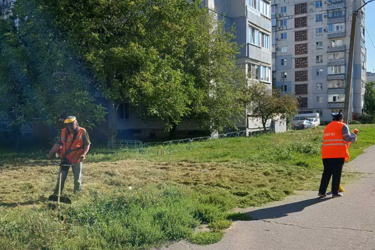 ПРАЦІВНИКИ КП «ЖЕО № 2»  ВИКОНУЮТЬ   РОБОТИ  ПО   ПОКОСУ ТРАВИ ТА БУР’ЯНІВ – фото 1